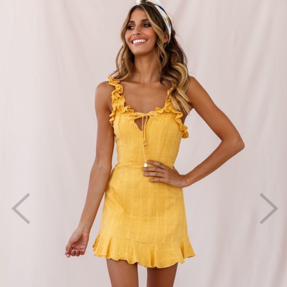 Hello Molly Yellow Ruffle Mini Dress - Picture 4 of 8